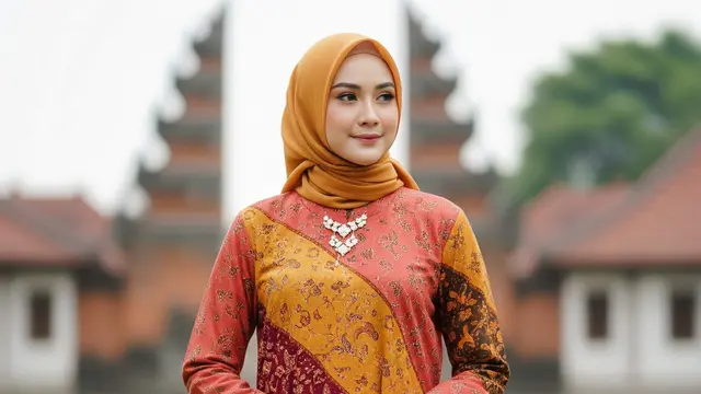 Model Gamis Batik Etnik Asimetris