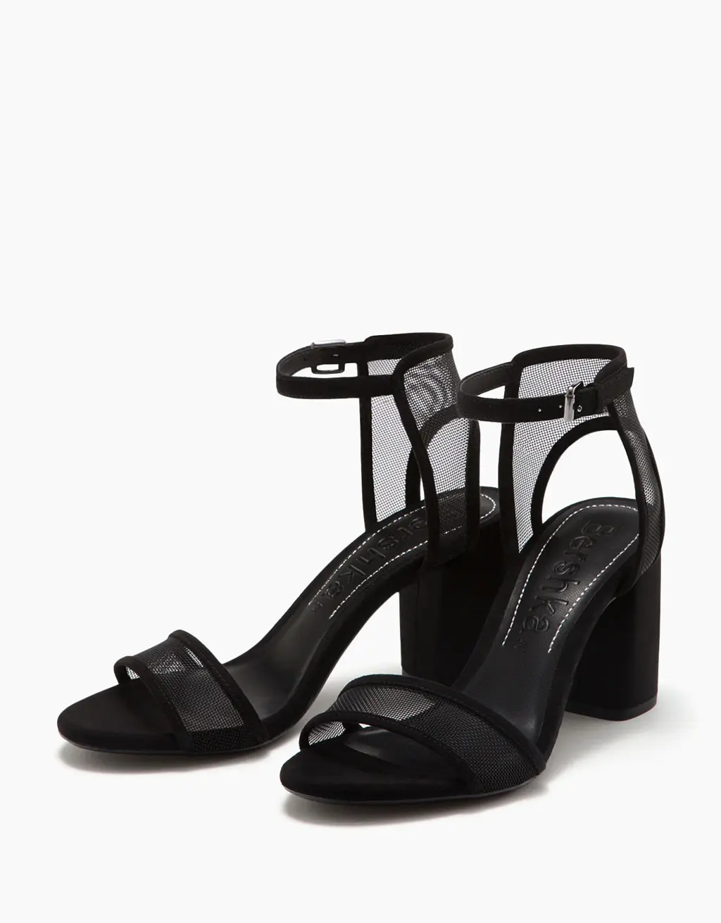 Mesh mid-heel sandals with ankle straps. (Image: bershka.com)