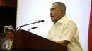 Menteri Pertahanan, Ryamizard Ryacudu memberikan sambutan saat peluncuran Gebyar Aku Indonesia di Jakarta, Kamis (17/3/2016). Ryamizard berharap Gebyar Aku Indonesia dapat menumbuhkan lima nilai dalam program bela negara. (Liputan6.com/Faizal Fanani)