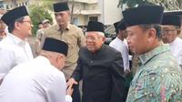 Mantan Wakil Presiden Republik Indonesia, Ma'ruf Amin saat mendatangi kegiatan Halaqah Kebangsaan yang digelar DPC PKB Kota Depok, di Hotel Bumi Wiyata, Depok. (Liputan6.com/Dicky Agung Prihanto)