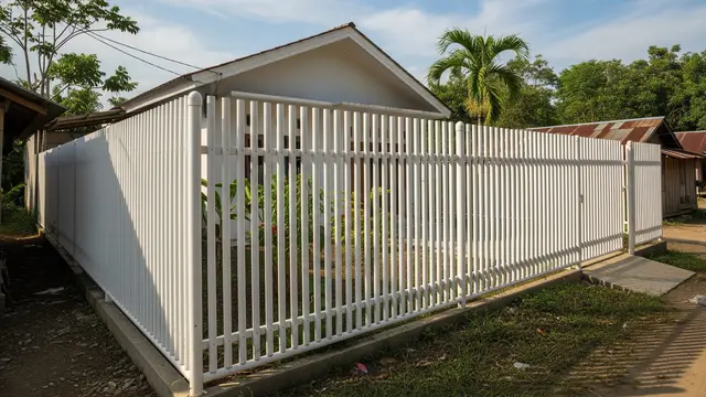 Pagar PVC Vertikal dengan Jarak Lebar