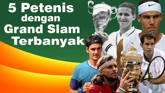 Video pemain tenis pria dengan peraih juara Grand Slam terbanyak di dunia, salah satunya Roger Federer petenis asal Jerman.