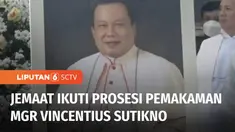 Ribuan jemaat mengikuti prosesi pemakaman Uskup Surabaya Mgr. Vincentius Sutikno Wicaksono di Gereja Puhsarang, Kediri, Jawa Timur. Uskup Vincentius dimakamkan di Mausoleum Puhsarang yang merupakan khusus untuk pemakaman uskup dan romo.