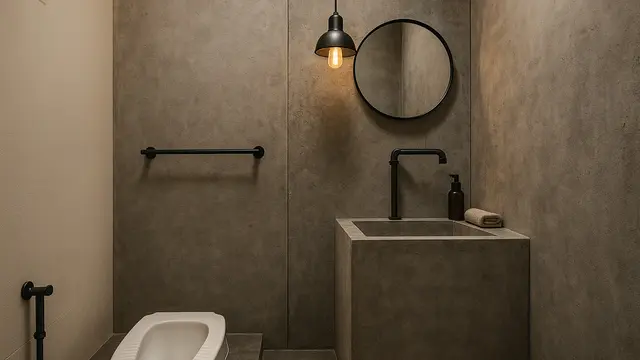 Desain Kamar Mandi Minimalis 2x2 Kloset Jongkok dan Bak Mandi/Ilustrasi AI