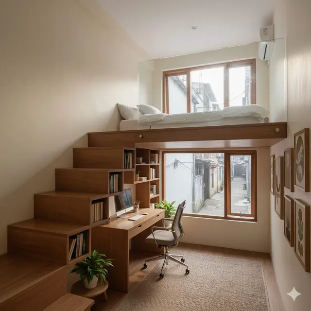 Desain Kamar Tidur Mezzanine Hemat Ruang di Rumah Mungil