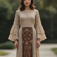 Ilustrasi Batik Brokat Kombinasi Lengan Layer(Sumber Gambar: Meta AI)