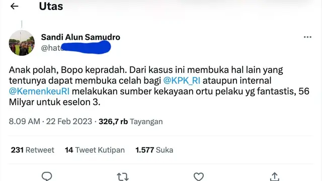 Cuitan soal kasus Mario Dandy yang diduga menganiaya David Latumahina. (Foto: Dok. Twitter Indonesia)