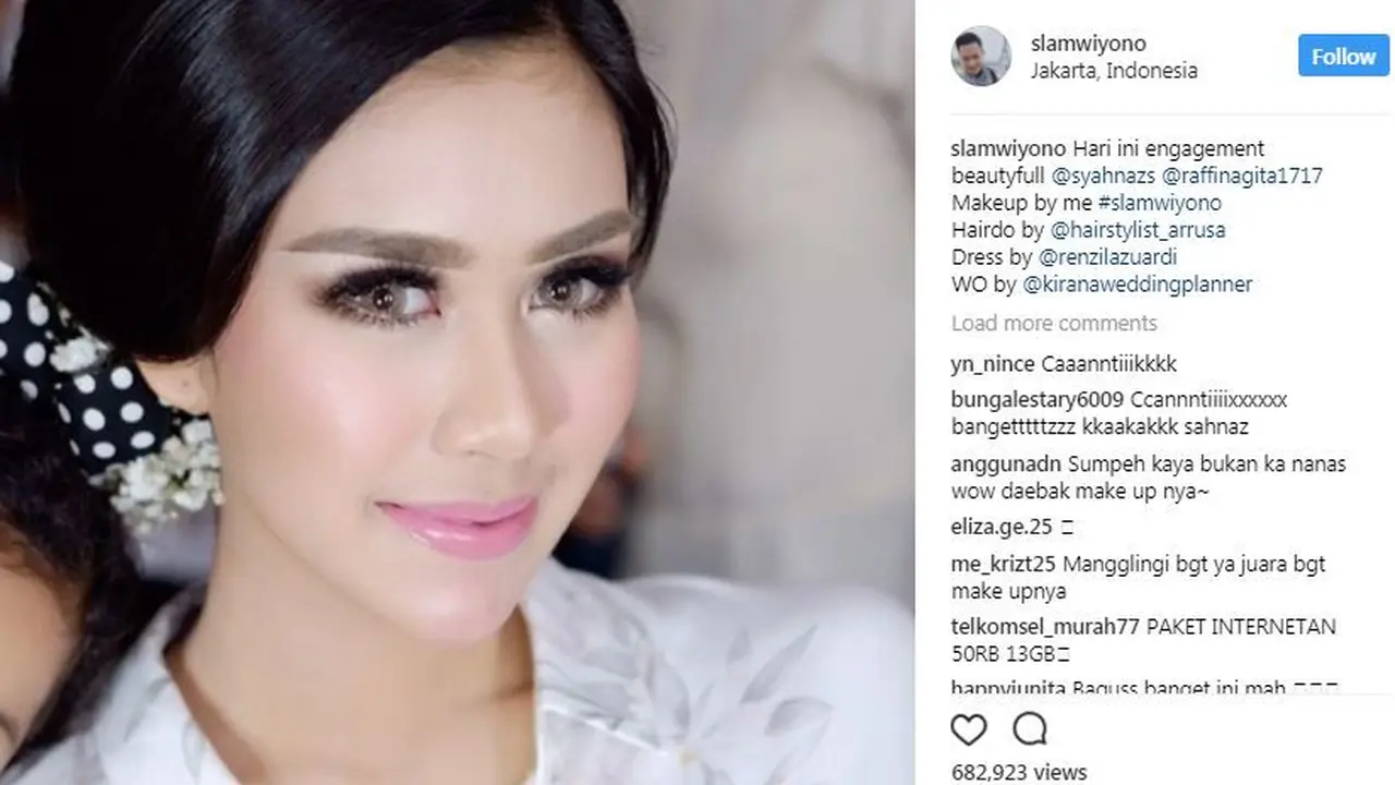 Makeup Syahnaz Sadiqah saat Tunangan