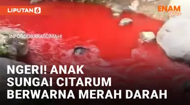 Anak Sungai Citarum Berubah Merah