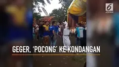 ‘Pocong’ datang ke kondangan bikin heboh warga Indramayu.