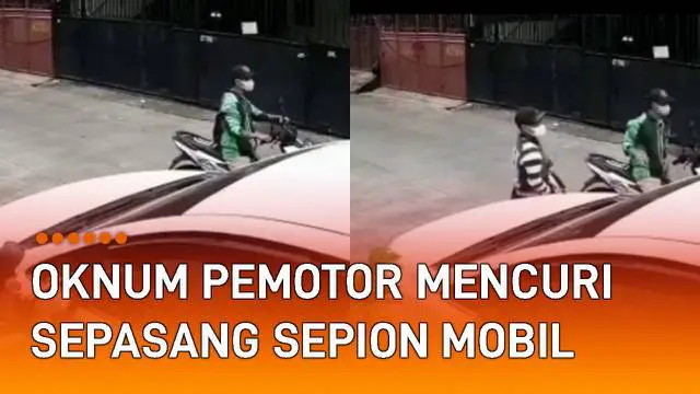 Dua orang oknum pemotor tertangkap kamera CCTV melakukan aksi pencurian spion mobil mengundang perhatian