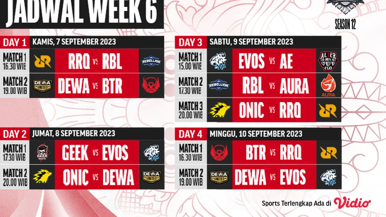 Jadwal Live Streaming MPL Indonesia Season 12 Week 5 di Vidio