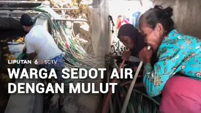 Kemarau memaksa warga melakukan berbagai cara demi mendapatkan air bersih. Di Bantul, Daerah Istimewa Yogyakarta, warga harus menyedot air dari sendang dengan mulut agar bisa dialirkan melalui selang ke rumah masing-masing.