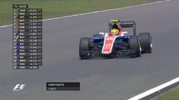 Pebalap Manor Racing asal Indonesia, Rio Haryanto, meraih catatan waktu 1 menit 40,550 detik dalam latihan bebas kedua F1 GP China di Sirkuit Internasional Shanghai, China, Jumat (15/4/2016). (Bola.com/Twitter/Manorracing)