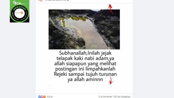 Cek Fakta Liputan6.com menelusuri klaim foto tersebut jejak kaki Nabi Adam