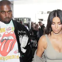 Kim Kardasian menemani suaminya, Kanye West ke UGD di San Fernando Valley pada Minggu, 22 Juli waktu setempat. (REX/Shutterstock/HollywoodLife)