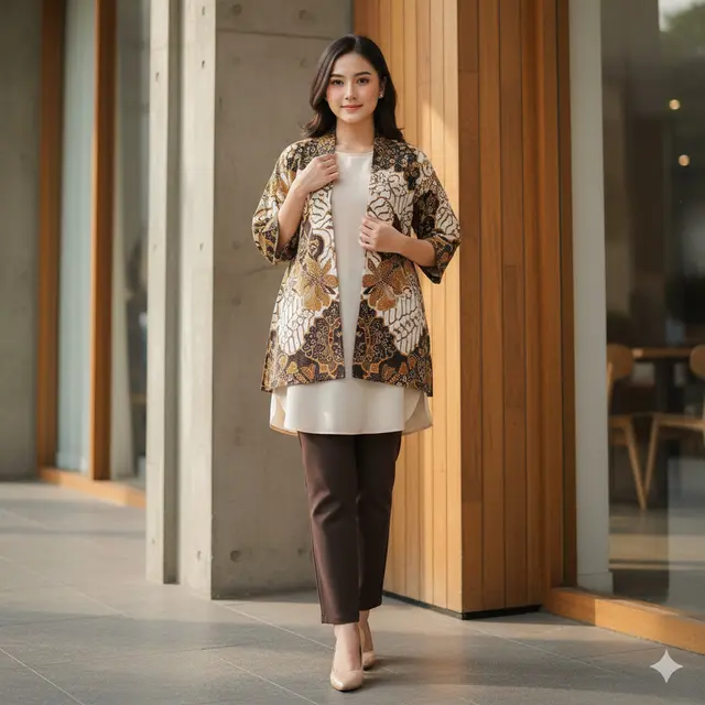 Model Atasan Batik Kantoran yang Simpel
