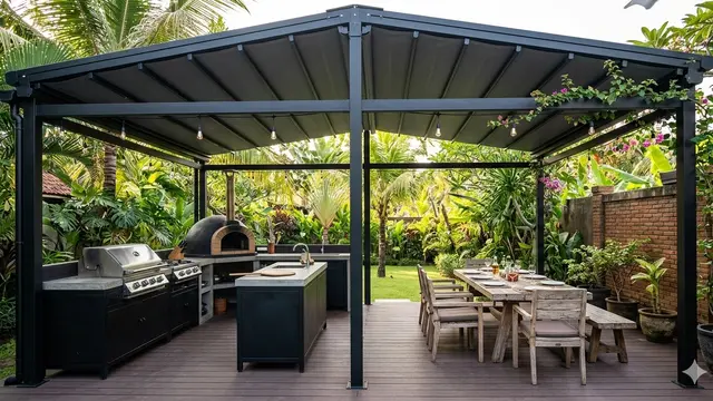 Model Dapur Terbuka dengan Atap Miring Anti Bocor