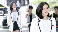 Pada (4/6) Son Ye Jin muncul di depan kamera di Bandara Internasional Incheon untuk pertama kalinya setelah melahirkan.@kfashionshin