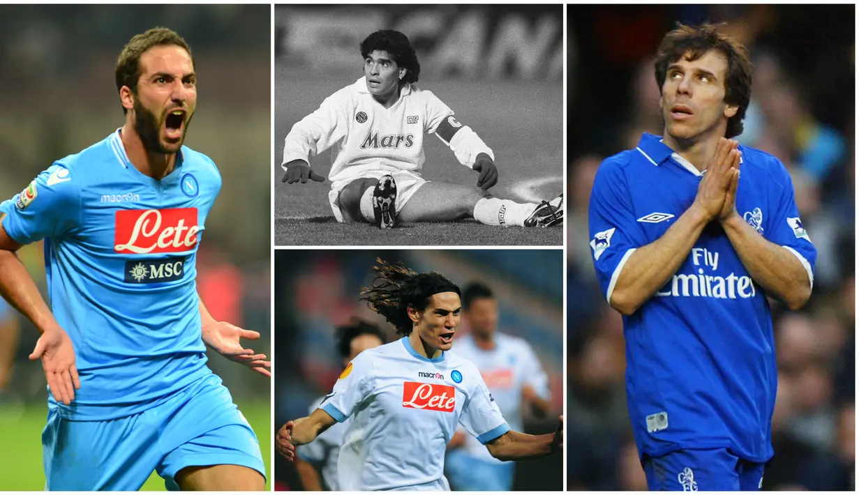 Berikut ini para penyerang terbaik dunia yang pernah berseragam Napoli. Diantaranya legenda Argentina, Diego Maradona. (Foto Kolase AP dan AFP)