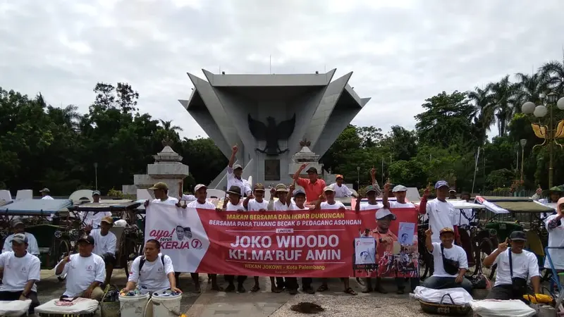 Ratusan Tukang Becak di Palembang Deklarasi Dukungan Jokowi-Ma’aruf