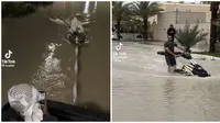 Potret Kelakuan Orang Dubai Ketika Banjir. (Sumber: TikTok/@s.uzw/@5alidd7)