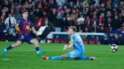 Wakil Spanyol, Barcelona mengunci tiket ke babak perempat final Liga Champions 2025/2026. (AP Photo/Joan Monfort)