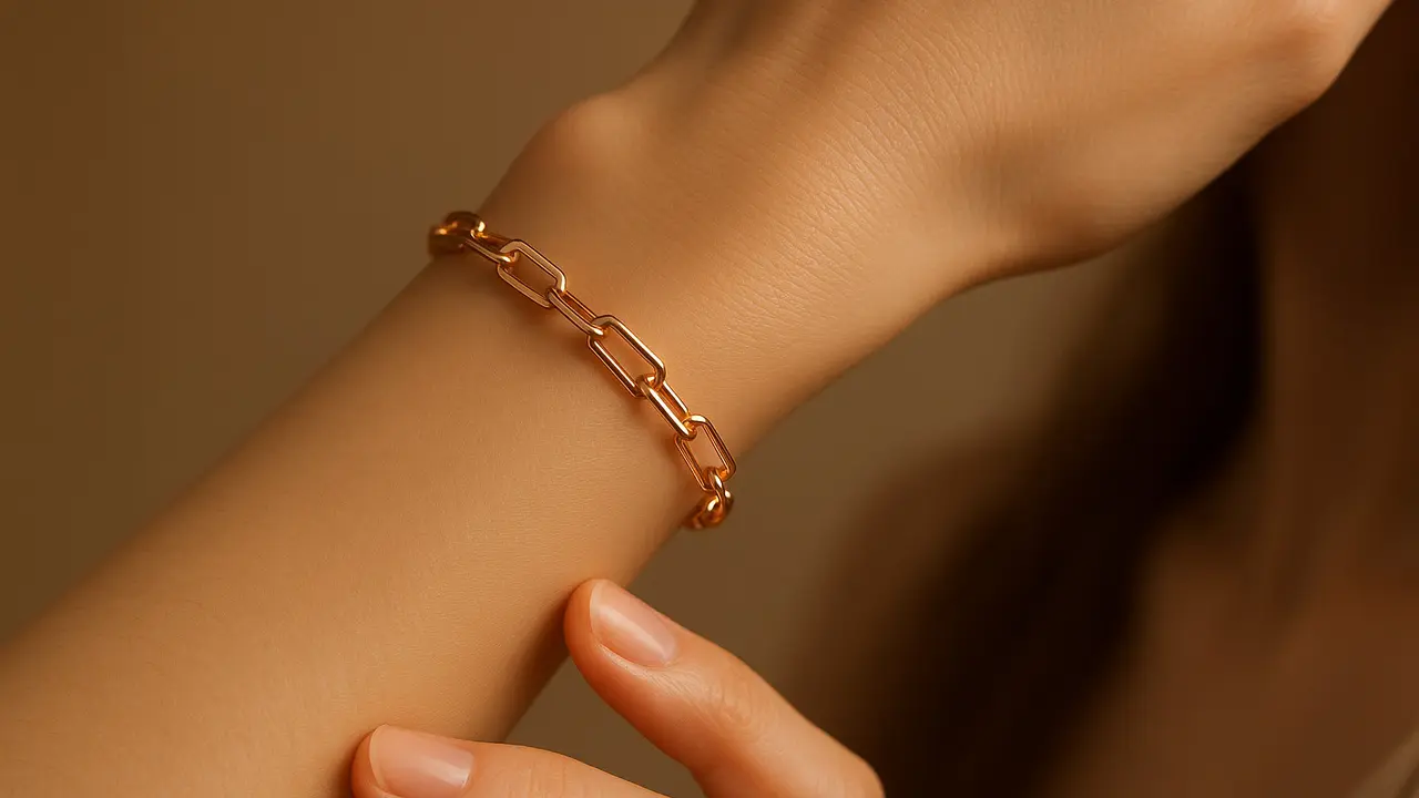 Model Gelang Emas Paperclip Chain