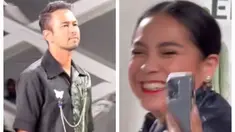 Ekspresi Nagita Slavina melihat suaminya jalan di runaway. (Foto: Instagram/ @uusbiasaaja via TikTok)