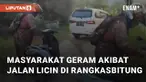 Pengendara motor tergelincir di jalan licin Palayangan Cimarga, Rangkasbitung-Leuwidamar. Kecelakaan ini terjadi pada Jumat (26/7/2024)
