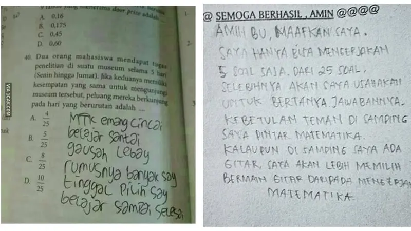 6 Jawaban Murid SD di Soal Ujian Matematika Ini Pakai Kata-Kata, Kocak