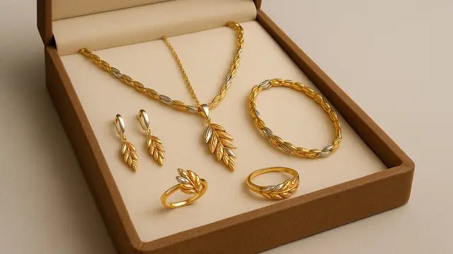 Model Satu Set Perhiasan Emas Padi/Ilustrasi oleh AI