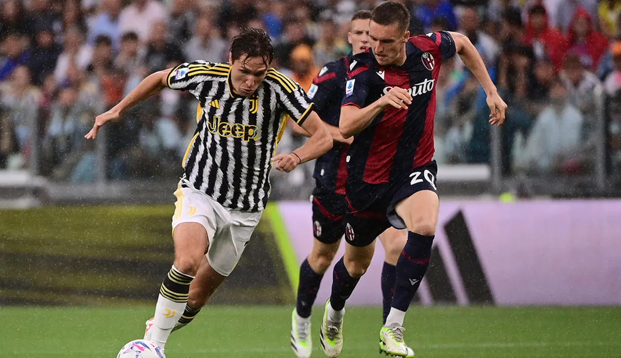 Juventus gagal meraih kemenangan pada pekan kedua Liga Italia musim ini. Menjamu Bologna, tim asuhan Massimiliano Allegri hanya mampu bermain imbang 1-1. (Marco Alpozzi/LaPresse via AP)
