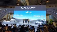 Mobil listrik baterai terbaru Wuling Air EV resmi debut secara global dalam gelaran GIIAS 2022. (Liputan6.com/Arief Aszhari)