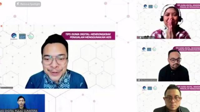 Kementerian Komunikasi dan Informatika Republik Indonesia (Kemenkominfo) menyelenggarakan kegiatan webinar untuk komunitas di wilayah Sumatera dan sekitarnya dengan tema “Tips Dunia Digital: Mendongkrak Penjualan Menggunakan Ads”, Jumat (12/8/2022) (Istim