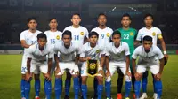 Timnas Malaysia U-23 saat melawan Korea Selatan pada penyisihan Grup E Asian Games 2018 di Stadion Si Jalak Harupat, Soreang, Bandung (17/8/2018). (Bola.com/Dok. FAM)