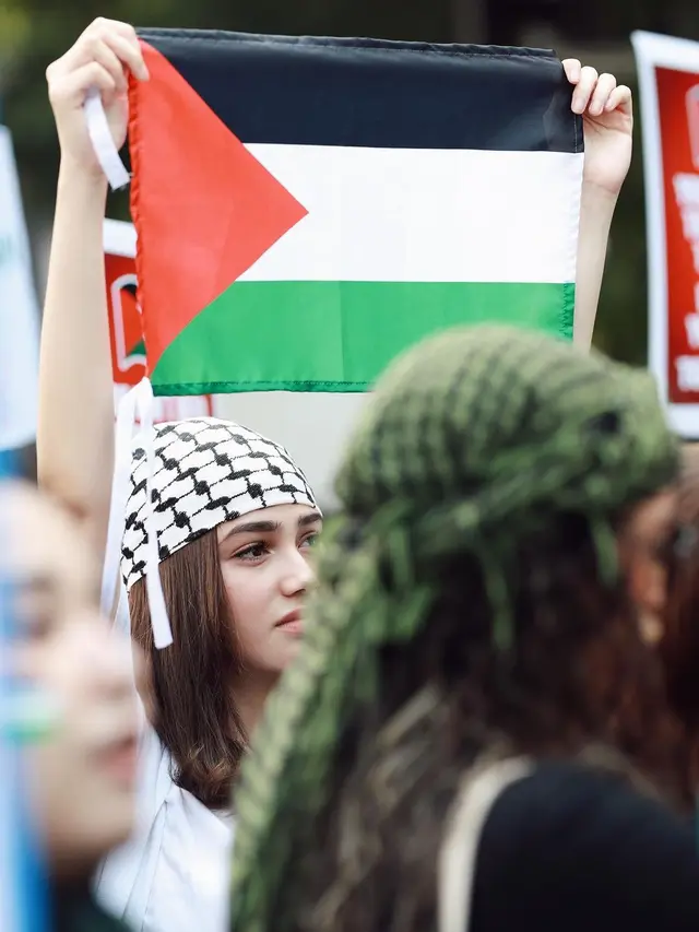 Syifa Hadju ikut aksi bela Palestina di gedung PBB kawasan Thamrin