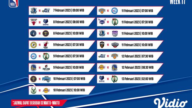 Jadwal dan Live Streaming NBA 2022/2023 Week 17 di Vidio, 7 - 13 Februari 2023