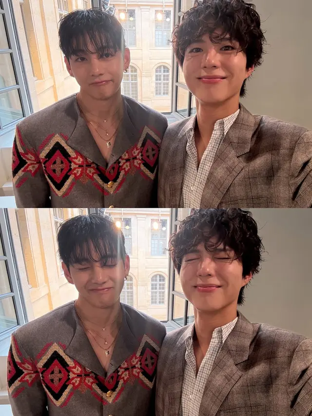 Gaya Trio Bestie V BTS, Bae Suzy, dan Park Bo Gum Hadiri Celine Show di Paris