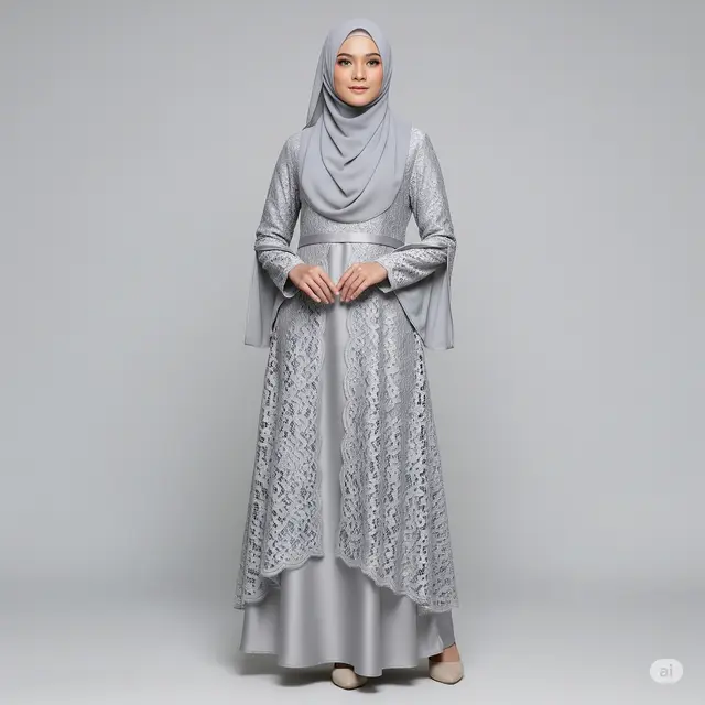 7 Model Gamis Brokat Lengan Belah Terpopuler untuk Tampil Anggun dan Modern
