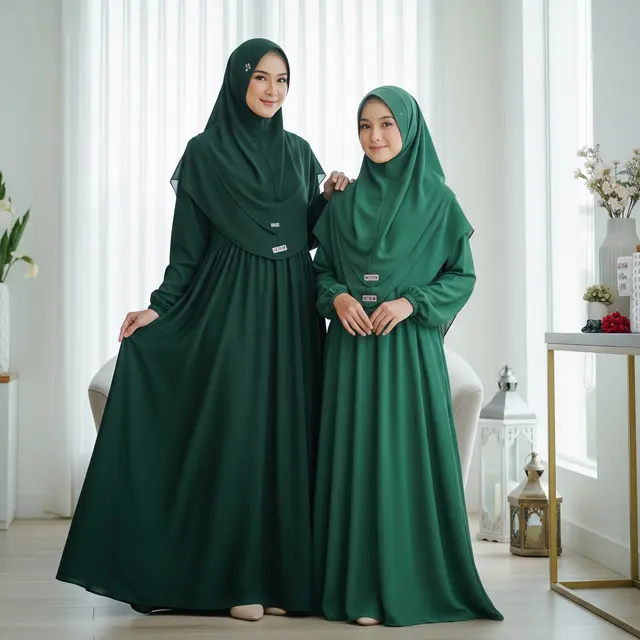 Model Gamis Kombinasi Couple Ibu dan Anak untuk Lebaran 2026