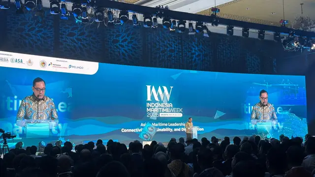 Wakil Menteri Investasi dan Hilirisasi Todotua Pasaribu dalam Indonesia Maritime Week 2025 di JCC< Senin (26/5/2025). (Foto: Liputan6.com/Tira Santia)