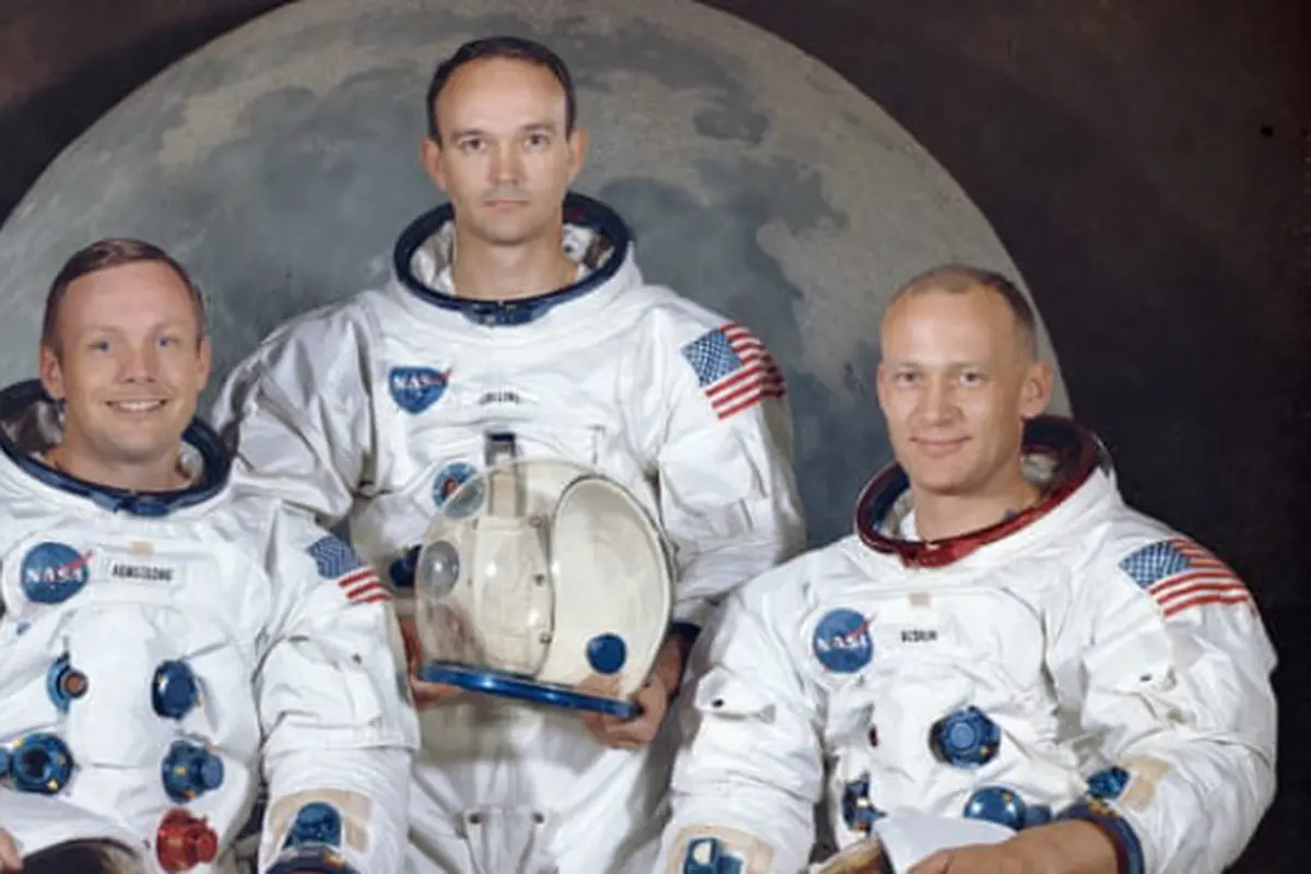 (dari kiri ke kanan) Buzz Aldrin, Neil Armstrong, dan Michael Collins; para astronaut misi Apollo 11 yang dikenal sebagai misi pendaratan manusia pertama di Bulan (AP PHOTO)