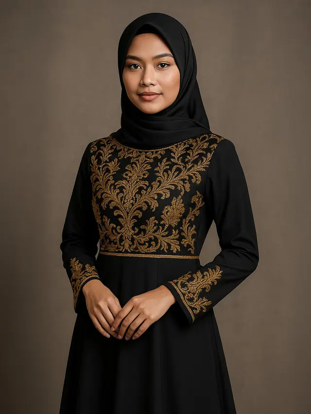 7 Model Gamis Hitam untuk Pesta Tren 2025 yang Elegan, Mewah dan Mudah Dipadukan