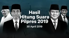 Berikut hasil hitung suara Pemilu 2019 yang sudah masuk di situs pemilu2019.kpu.go.id pada Selasa 30 April 2019.