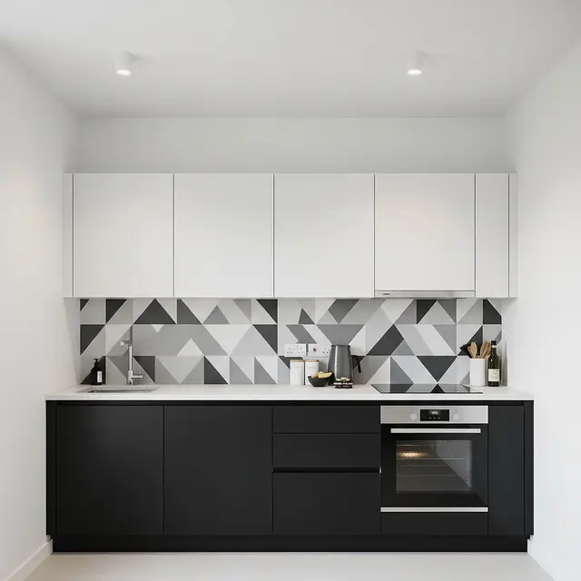 Dapur Minimalis Modern Hitam Putih di Rumah Tipe 36