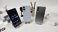 Samsung Galaxy S25 Edge hadir dengan tiga opsi warna yakni Titanium Silver, Titanium Icy Blue, dan Titanium Jetblack. (Liputan6.com/ Agustin Setyo Wardani)