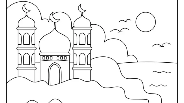 Gambar mewarnai masjid