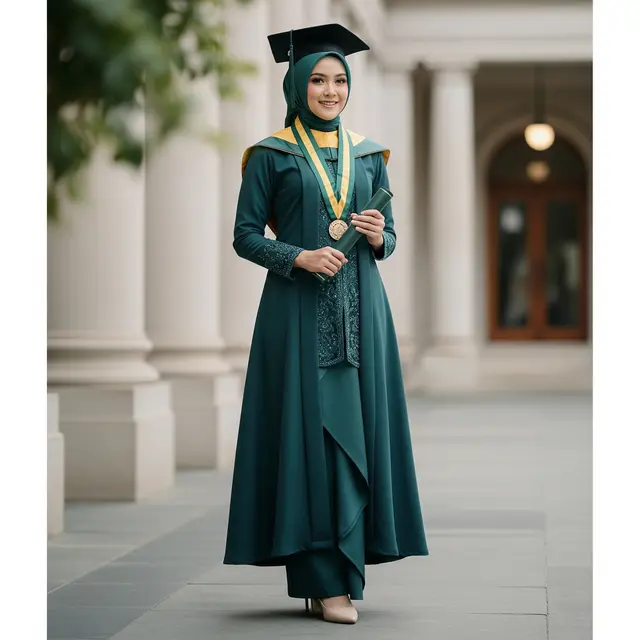 9 Model Gamis Kebaya Muslim untuk Wisuda Terbaru, Tampil Anggun di Hari Bahagia