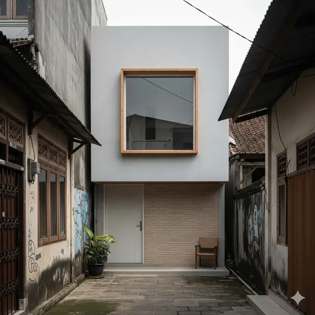 Desain Rumah Rp 100 Juta di Gang yang Aesthetic. (via Gemini)